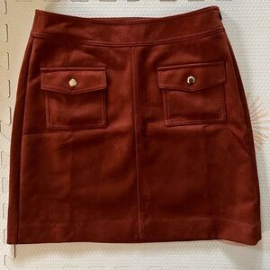 NWT Rust Colored Suede Mini Skirt with Buttons